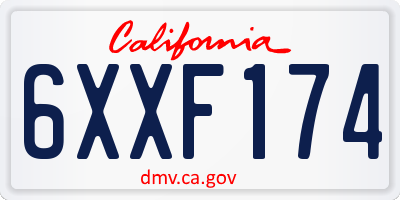 CA license plate 6XXF174