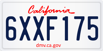 CA license plate 6XXF175