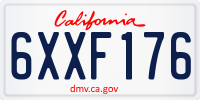 CA license plate 6XXF176