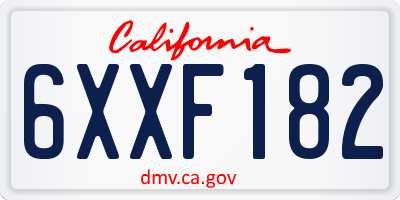 CA license plate 6XXF182