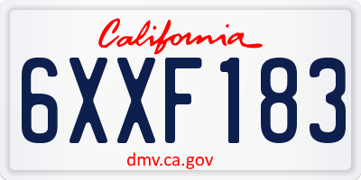 CA license plate 6XXF183