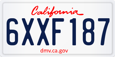 CA license plate 6XXF187