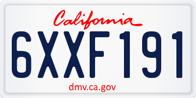 CA license plate 6XXF191