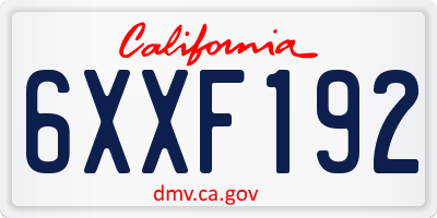 CA license plate 6XXF192