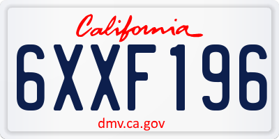 CA license plate 6XXF196