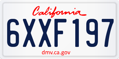 CA license plate 6XXF197