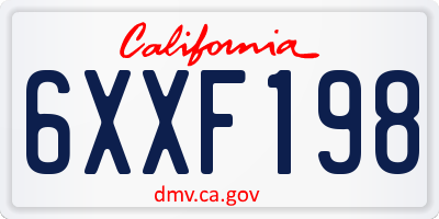 CA license plate 6XXF198