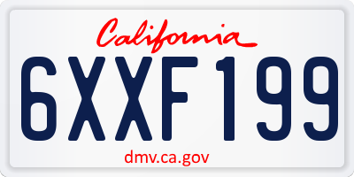 CA license plate 6XXF199