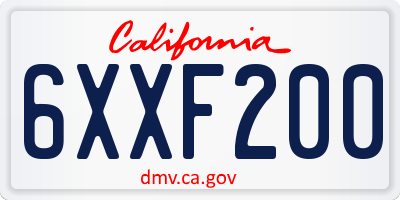 CA license plate 6XXF200