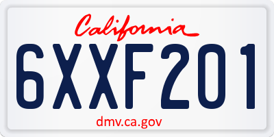 CA license plate 6XXF201