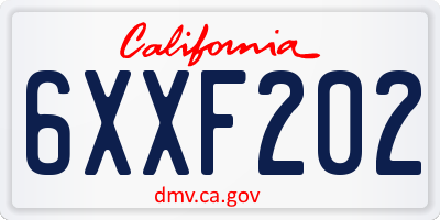 CA license plate 6XXF202