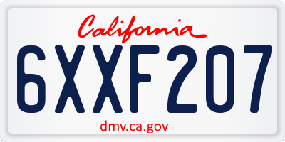 CA license plate 6XXF207