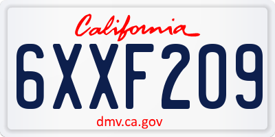 CA license plate 6XXF209