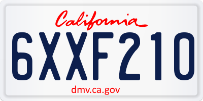 CA license plate 6XXF210