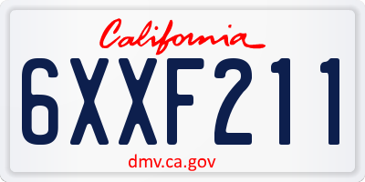 CA license plate 6XXF211