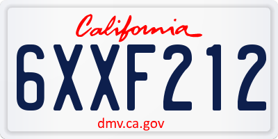 CA license plate 6XXF212