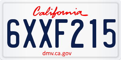 CA license plate 6XXF215
