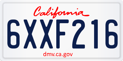 CA license plate 6XXF216