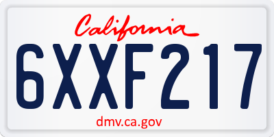 CA license plate 6XXF217