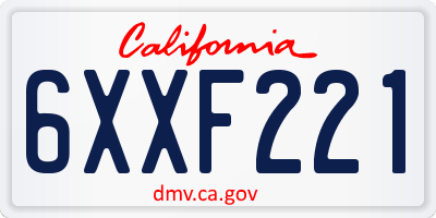 CA license plate 6XXF221