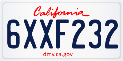 CA license plate 6XXF232