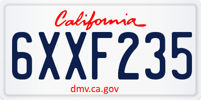 CA license plate 6XXF235