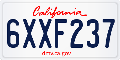 CA license plate 6XXF237