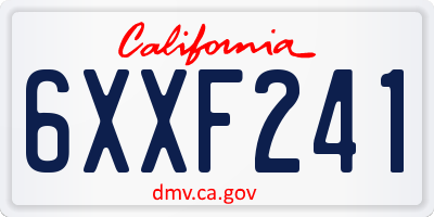 CA license plate 6XXF241