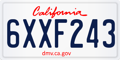 CA license plate 6XXF243