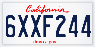 CA license plate 6XXF244