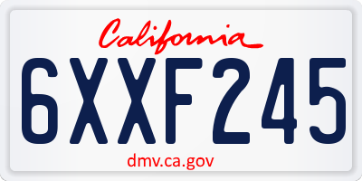 CA license plate 6XXF245