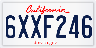 CA license plate 6XXF246