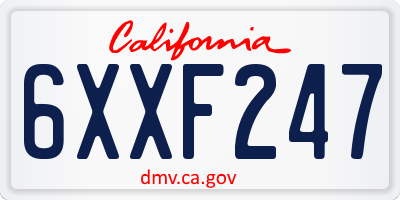 CA license plate 6XXF247