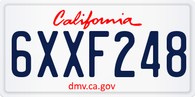 CA license plate 6XXF248