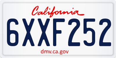 CA license plate 6XXF252