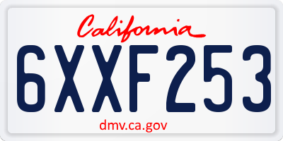 CA license plate 6XXF253