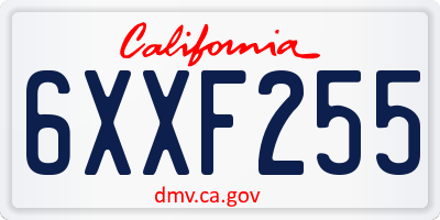 CA license plate 6XXF255