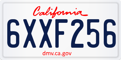 CA license plate 6XXF256