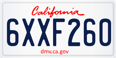 CA license plate 6XXF260