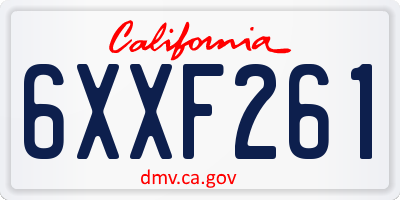 CA license plate 6XXF261