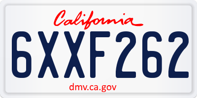 CA license plate 6XXF262