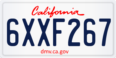 CA license plate 6XXF267