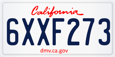 CA license plate 6XXF273