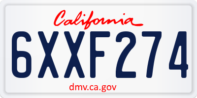 CA license plate 6XXF274