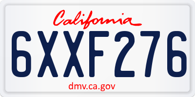 CA license plate 6XXF276