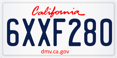 CA license plate 6XXF280
