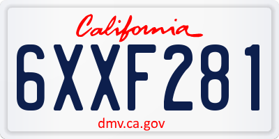 CA license plate 6XXF281