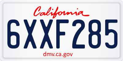 CA license plate 6XXF285