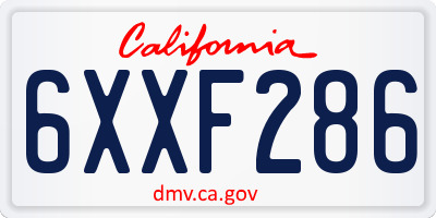 CA license plate 6XXF286
