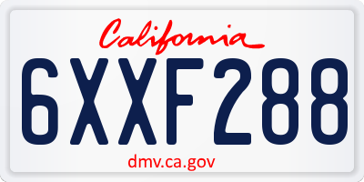 CA license plate 6XXF288